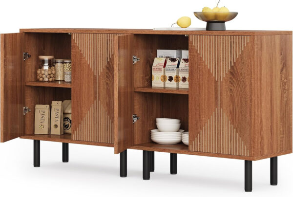 68875b5e14422b74d90b581ed1491b6415e4a7183bf3429af1587.jpg LITTLE TREE White Sideboard Buffet Cabinet, Modern Sideboard Cabinet with 4 Doors, Cupboard Console Table