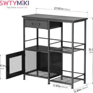SWTYMIKI Coffee Bar Cabinet for Home - Farmhouse Coffee Stand Station Multi-Purpose Buffet Sideboard Cabinet with Drawers - Kitchen Bar Table for Living Room, Corner, Small Space, Espresso