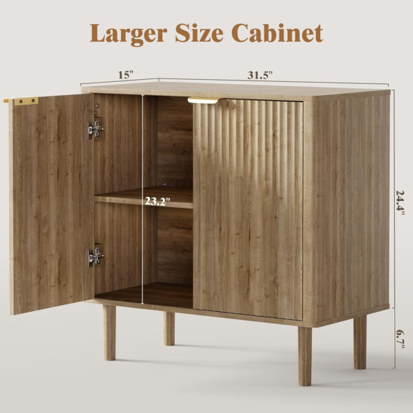 Sideboard Buffet Cabinet with Storage, Modern Fluted Accent Credenza with Doors & Adjustable Shelves, Wood Coffee Bar Console Table for Living Room, Dining Room, Kitchen or Entryway 31.5"