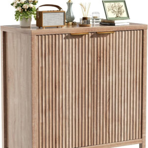 68875c566d4d12b00d47da1370af2f19c8346c0c6a96d6d1dd180.jpg Sideboard Buffet Cabinet, 31" Storage Cabinet with 2 Doors and Adjustable Shelves, Sideboard Console for Dinning Room, Kitchen and Living Room - Oak