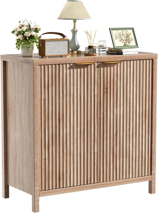 68875c566d4d12b00d47da1370af2f19c8346c0c6a96d6d1dd180.jpg Sideboard Buffet Cabinet, 31" Storage Cabinet with 2 Doors and Adjustable Shelves, Sideboard Console for Dinning Room, Kitchen and Living Room - Oak