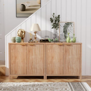 68875c5822897ca022aed693b46c4234014719556f2fe100474a7.jpg Sideboard Buffet Cabinet, 31" Storage Cabinet with 2 Doors and Adjustable Shelves, Sideboard Console for Dinning Room, Kitchen and Living Room - Oak