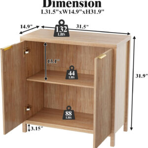 68875c5984d9119999f3a75e1c81c36162c23cf9ffb07f7c1157f.jpg Sideboard Buffet Cabinet, 31" Storage Cabinet with 2 Doors and Adjustable Shelves, Sideboard Console for Dinning Room, Kitchen and Living Room - Oak