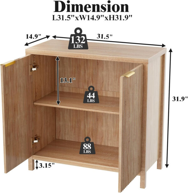 68875c5984d9119999f3a75e1c81c36162c23cf9ffb07f7c1157f.jpg Sideboard Buffet Cabinet, 31" Storage Cabinet with 2 Doors and Adjustable Shelves, Sideboard Console for Dinning Room, Kitchen and Living Room - Oak