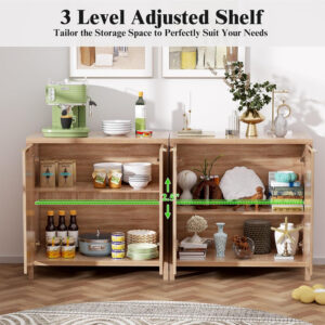 68875c5ea3ad6626b078e737471da154eb85a18445776315094ad.jpg Sideboard Buffet Cabinet, 31" Storage Cabinet with 2 Doors and Adjustable Shelves, Sideboard Console for Dinning Room, Kitchen and Living Room - Oak