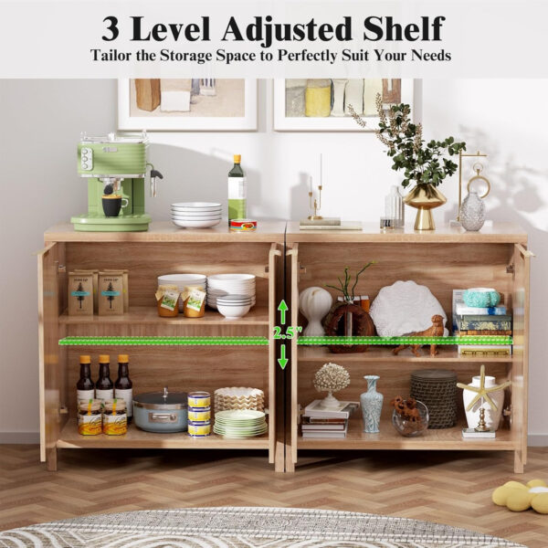 68875c5ea3ad6626b078e737471da154eb85a18445776315094ad.jpg Sideboard Buffet Cabinet, 31" Storage Cabinet with 2 Doors and Adjustable Shelves, Sideboard Console for Dinning Room, Kitchen and Living Room - Oak