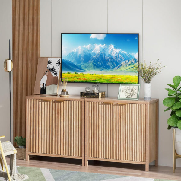 68875c601aeeb7a7525121e0595d5f036476b47c279e42be33f8d.jpg Sideboard Buffet Cabinet, 31" Storage Cabinet with 2 Doors and Adjustable Shelves, Sideboard Console for Dinning Room, Kitchen and Living Room - Oak