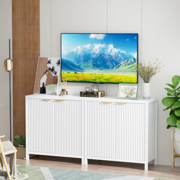 68875c6a98e8dc9f1cf334a493f4e3bdc77a73f14985c06891981.jpg Sideboard Buffet Cabinet, 31" Storage Cabinet with 2 Doors and Adjustable Shelves, Sideboard Console for Dinning Room, Kitchen and Living Room - Oak