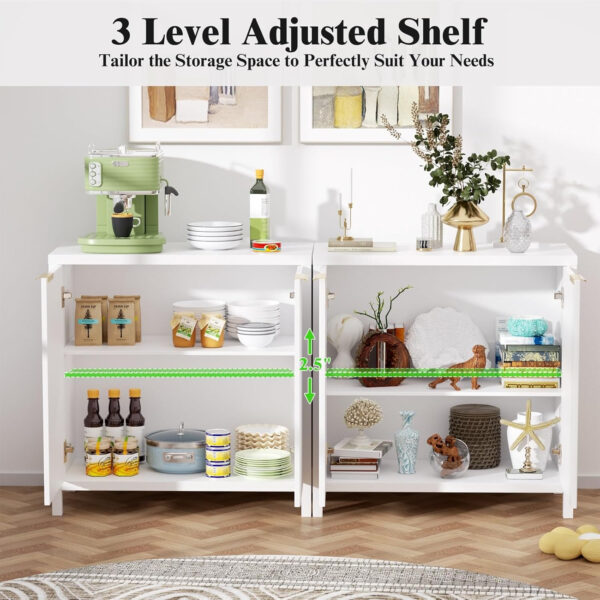 68875c6da7dcbcc0e0d63c44f7868a5e8243666badd0e805953e1.jpg Sideboard Buffet Cabinet, 31" Storage Cabinet with 2 Doors and Adjustable Shelves, Sideboard Console for Dinning Room, Kitchen and Living Room - Oak