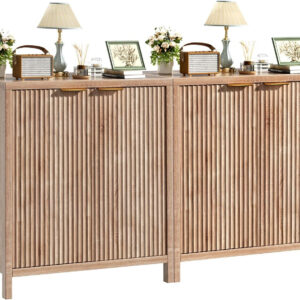 68875c79552db91c4a3a3542aaa1c6c9df54a1cadf80413745015.jpg Sideboard Buffet Cabinet, 31" Storage Cabinet with 2 Doors and Adjustable Shelves, Sideboard Console for Dinning Room, Kitchen and Living Room - Oak