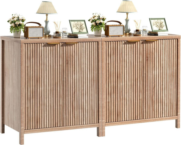 68875c79552db91c4a3a3542aaa1c6c9df54a1cadf80413745015.jpg Sideboard Buffet Cabinet, 31" Storage Cabinet with 2 Doors and Adjustable Shelves, Sideboard Console for Dinning Room, Kitchen and Living Room - Oak