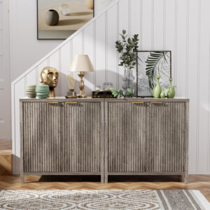 68875c7bdd1024e967c186e8f1c30c3c8dab01122d0a86bbc6ded.jpg Sideboard Buffet Cabinet, 31" Storage Cabinet with 2 Doors and Adjustable Shelves, Sideboard Console for Dinning Room, Kitchen and Living Room - Oak