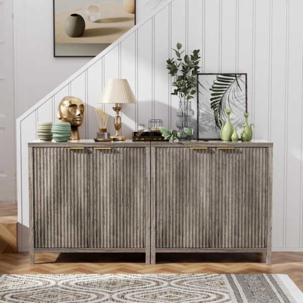 68875c7bdd1024e967c186e8f1c30c3c8dab01122d0a86bbc6ded.jpg Sideboard Buffet Cabinet, 31" Storage Cabinet with 2 Doors and Adjustable Shelves, Sideboard Console for Dinning Room, Kitchen and Living Room - Oak