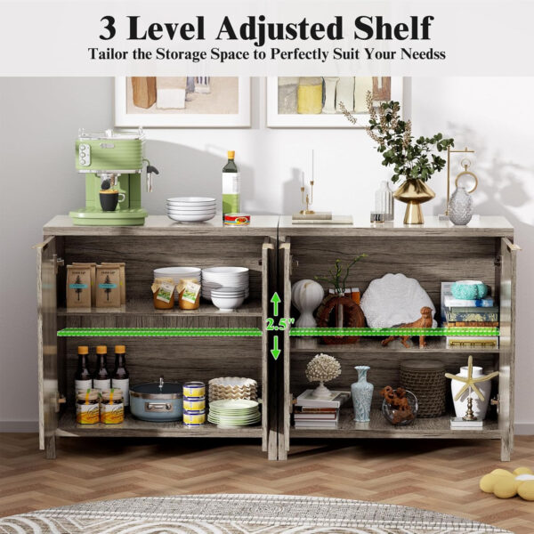 68875c7e8a751dab75a436b8b07a0c342ac401da5536f07cd07b0.jpg Sideboard Buffet Cabinet, 31" Storage Cabinet with 2 Doors and Adjustable Shelves, Sideboard Console for Dinning Room, Kitchen and Living Room - Oak