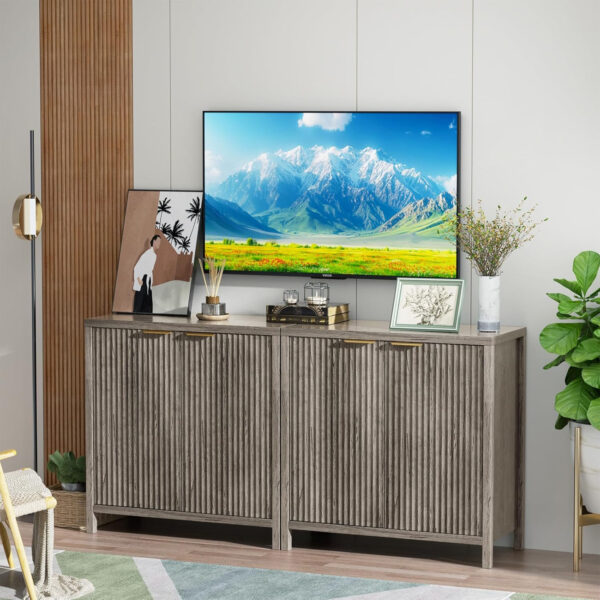 68875c7fd1a204a6e2c19b5b3726958f140e14d84d349a42ad6b6.jpg Sideboard Buffet Cabinet, 31" Storage Cabinet with 2 Doors and Adjustable Shelves, Sideboard Console for Dinning Room, Kitchen and Living Room - Oak