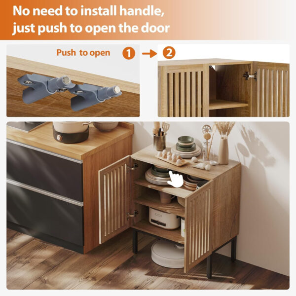 Grille Buffet Cabinet with Storage, Sideboards 2 Doors with Metal Base and Adjustable Shelf for Kitchen, Coffee Bar, Dining Room, Entryway, Hallway,Living Room