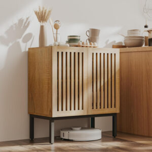 Grille Buffet Cabinet with Storage, Sideboards 2 Doors with Metal Base and Adjustable Shelf for Kitchen, Coffee Bar, Dining Room, Entryway, Hallway,Living Room