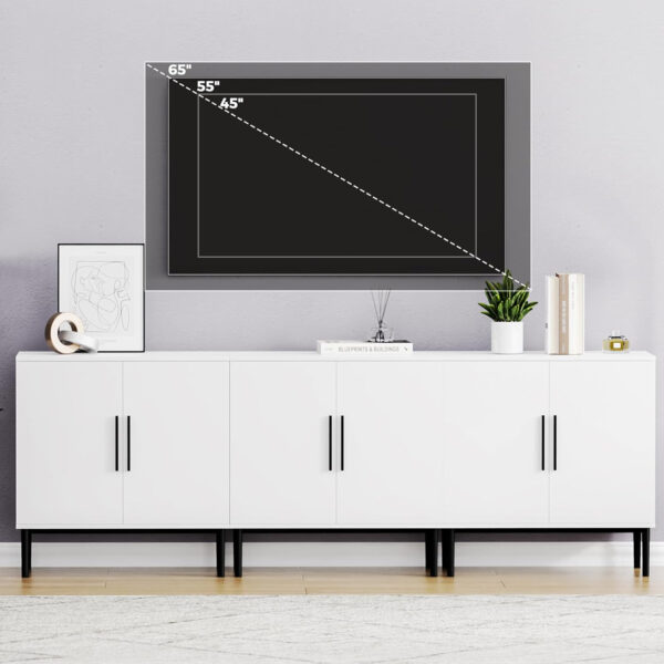 Modern Accent Sideboard and Buffet Storage with Door, Free Standing Wood Cabinet for Bedroom, Living Room, Kitchen or Hallway (1, White)