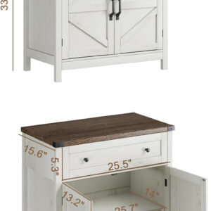 ChooChoo Kitchen Storage Cabinet, Coffee Bar Cabinet, Farmhouse Buffet Sideboard with Drawer for Kitchen, Living Room, White