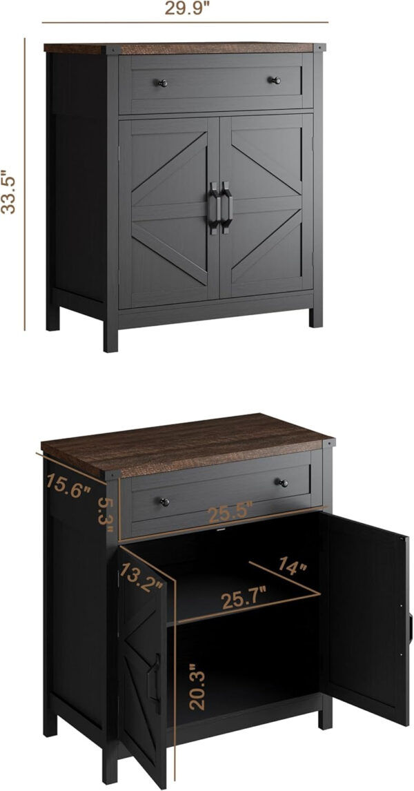 ChooChoo Kitchen Storage Cabinet, Coffee Bar Cabinet, Farmhouse Buffet Sideboard with Drawer for Kitchen, Living Room, White