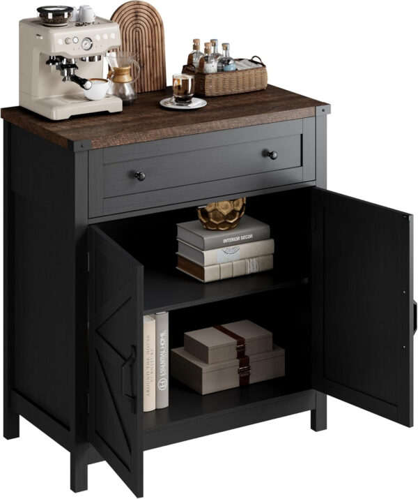 ChooChoo Kitchen Storage Cabinet, Coffee Bar Cabinet, Farmhouse Buffet Sideboard with Drawer for Kitchen, Living Room, White