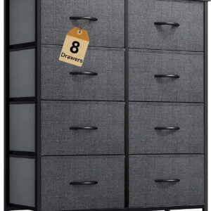 6887634c7c950cc48314bb97e24b377952dbe1b583c0d12517e19.jpg YITAHOME Dresser for Bedroom, Tall Dresser with 8 Drawers, Storage Tower with Fabric Bins, Chest of Drawers for Closet & Living Room (Black Wood Grain)