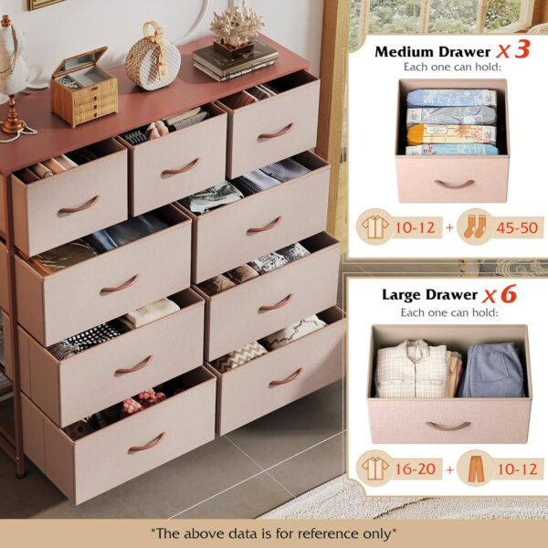 WLIVE 9-Drawer Dresser, Fabric Storage Tower for Bedroom, Hallway, Entryway, Closet, Tall Chest Organizer Unit with Fabric Bins, Steel Frame, Wood Top, Easy Pull Handle, Charcoal Black