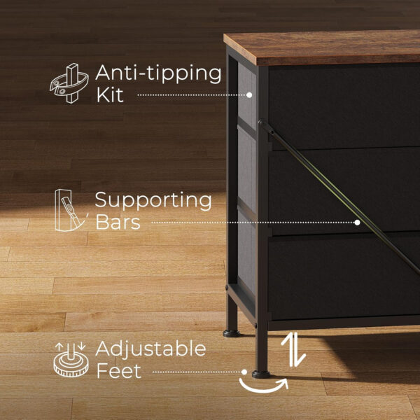 Huuger 70 Inch Dresser for Bedroom, TV Stand for 65, 75, 80 Inch TV, 12 Fabric Drawer Long Dresser, Large Entertainment Center for Bedroom, Wide Chest of Drawer with Storage, Rustic Brown