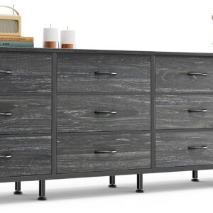 Huuger 70 Inch Dresser for Bedroom, TV Stand for 65, 75, 80 Inch TV, 12 Fabric Drawer Long Dresser, Large Entertainment Center for Bedroom, Wide Chest of Drawer with Storage, Rustic Brown