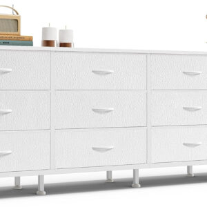 Huuger 70 Inch Dresser for Bedroom, TV Stand for 65, 75, 80 Inch TV, 12 Fabric Drawer Long Dresser, Large Entertainment Center for Bedroom, Wide Chest of Drawer with Storage, Rustic Brown