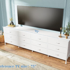 Huuger 70 Inch Dresser for Bedroom, TV Stand for 65, 75, 80 Inch TV, 12 Fabric Drawer Long Dresser, Large Entertainment Center for Bedroom, Wide Chest of Drawer with Storage, Rustic Brown