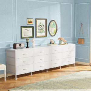 Huuger 70 Inch Dresser for Bedroom, TV Stand for 65, 75, 80 Inch TV, 12 Fabric Drawer Long Dresser, Large Entertainment Center for Bedroom, Wide Chest of Drawer with Storage, Rustic Brown