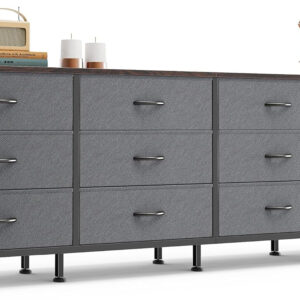 Huuger 70 Inch Dresser for Bedroom, TV Stand for 65, 75, 80 Inch TV, 12 Fabric Drawer Long Dresser, Large Entertainment Center for Bedroom, Wide Chest of Drawer with Storage, Rustic Brown