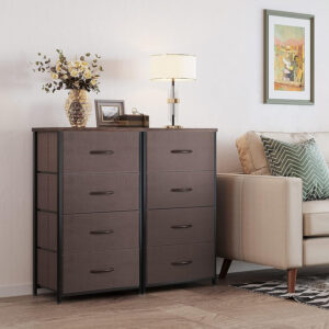 ODK Dresser for Bedroom with 4 Storage Drawers, Small Dresser Chest of Fabric Drawers with Sturdy Steel Frame, Wood Top, Black