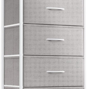 ODK Dresser for Bedroom with 4 Storage Drawers, Small Dresser Chest of Fabric Drawers with Sturdy Steel Frame, Wood Top, Black