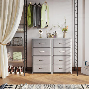 ODK Dresser for Bedroom with 4 Storage Drawers, Small Dresser Chest of Fabric Drawers with Sturdy Steel Frame, Wood Top, Black