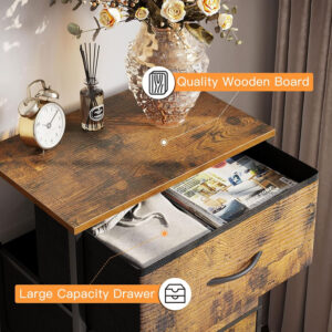 ODK Dresser for Bedroom with 4 Storage Drawers, Small Dresser Chest of Fabric Drawers with Sturdy Steel Frame, Wood Top, Black