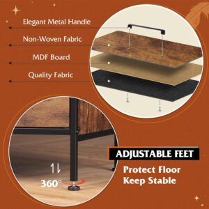 WLIVE 6 Drawer Dresser for Bedroom Large, Fabric Wide Dresser TV Stand for 50, 55, 60 inch TV, Big Long Chest of Drawers with Deep Drawer for Closet, Bedroom, Living Room, Hallway, Rustic Brown