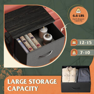 WLIVE Dresser with 4 Drawers, Fabric Storage Tower, Organizer Unit for Bedroom, Hallway, Entryway, Closets, Sturdy Steel Frame, Wood Top, Easy Pull Handle, Charcoal Black