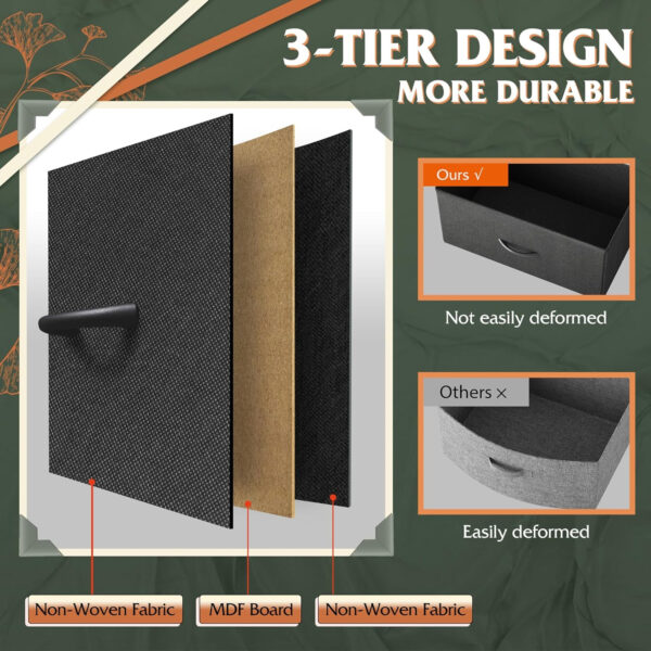 WLIVE Dresser with 4 Drawers, Fabric Storage Tower, Organizer Unit for Bedroom, Hallway, Entryway, Closets, Sturdy Steel Frame, Wood Top, Easy Pull Handle, Charcoal Black