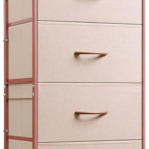 WLIVE Dresser with 4 Drawers, Fabric Storage Tower, Organizer Unit for Bedroom, Hallway, Entryway, Closets, Sturdy Steel Frame, Wood Top, Easy Pull Handle, Charcoal Black