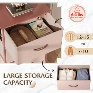 WLIVE Dresser with 4 Drawers, Fabric Storage Tower, Organizer Unit for Bedroom, Hallway, Entryway, Closets, Sturdy Steel Frame, Wood Top, Easy Pull Handle, Charcoal Black