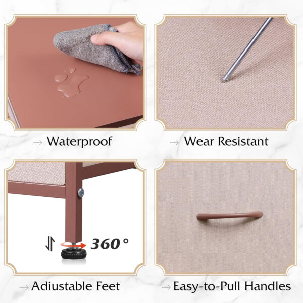 WLIVE Dresser with 4 Drawers, Fabric Storage Tower, Organizer Unit for Bedroom, Hallway, Entryway, Closets, Sturdy Steel Frame, Wood Top, Easy Pull Handle, Charcoal Black