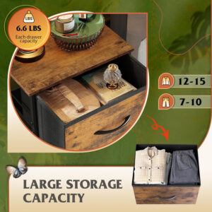 WLIVE Dresser with 4 Drawers, Fabric Storage Tower, Organizer Unit for Bedroom, Hallway, Entryway, Closets, Sturdy Steel Frame, Wood Top, Easy Pull Handle, Charcoal Black