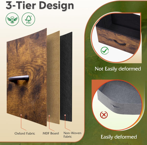 WLIVE Dresser with 4 Drawers, Fabric Storage Tower, Organizer Unit for Bedroom, Hallway, Entryway, Closets, Sturdy Steel Frame, Wood Top, Easy Pull Handle, Charcoal Black