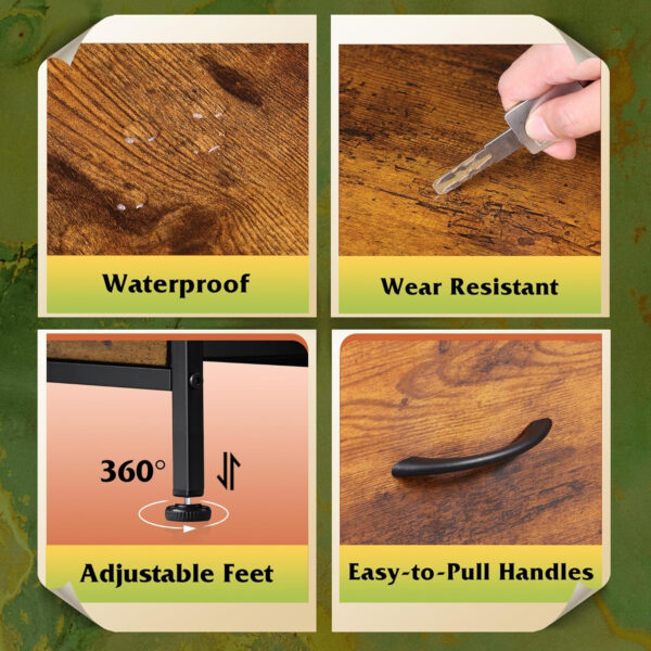 WLIVE Dresser with 4 Drawers, Fabric Storage Tower, Organizer Unit for Bedroom, Hallway, Entryway, Closets, Sturdy Steel Frame, Wood Top, Easy Pull Handle, Charcoal Black