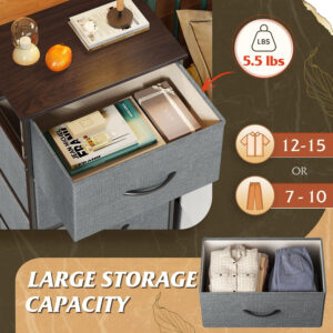 WLIVE Dresser with 4 Drawers, Fabric Storage Tower, Organizer Unit for Bedroom, Hallway, Entryway, Closets, Sturdy Steel Frame, Wood Top, Easy Pull Handle, Charcoal Black