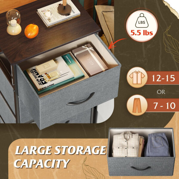 WLIVE Dresser with 4 Drawers, Fabric Storage Tower, Organizer Unit for Bedroom, Hallway, Entryway, Closets, Sturdy Steel Frame, Wood Top, Easy Pull Handle, Charcoal Black