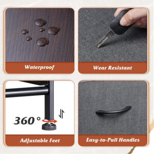 WLIVE Dresser with 4 Drawers, Fabric Storage Tower, Organizer Unit for Bedroom, Hallway, Entryway, Closets, Sturdy Steel Frame, Wood Top, Easy Pull Handle, Charcoal Black