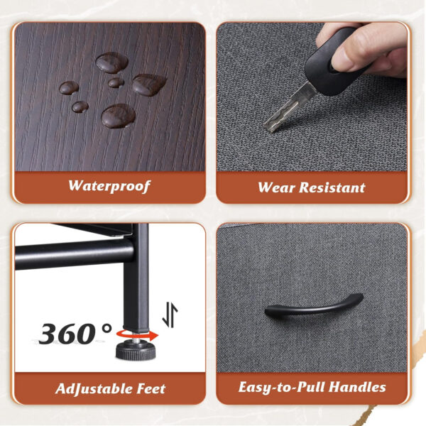 WLIVE Dresser with 4 Drawers, Fabric Storage Tower, Organizer Unit for Bedroom, Hallway, Entryway, Closets, Sturdy Steel Frame, Wood Top, Easy Pull Handle, Charcoal Black